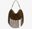 bolso mano piel ante de becerro con flecos oskan hobo zip bronce